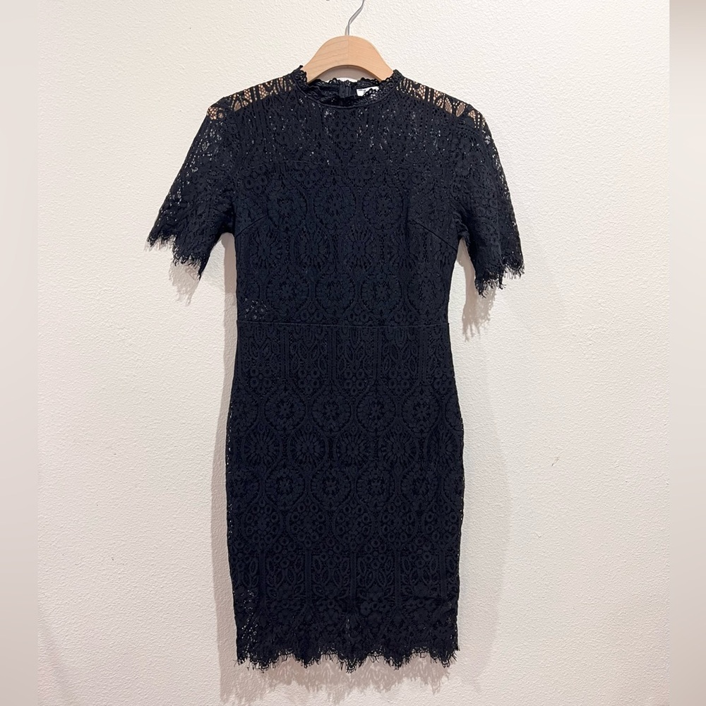 Zalalus Handkerchief Edge Lace Sheath Dress - Black